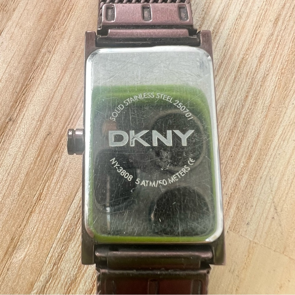 Dkny Ladies Rectangular Metallic Brown Dress Watc… - image 8